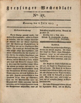 Freisinger Wochenblatt Sonntag 6. Juli 1817