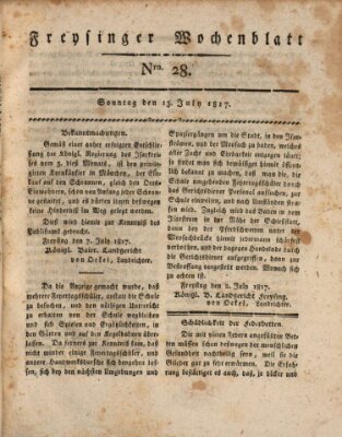 Freisinger Wochenblatt Sonntag 13. Juli 1817