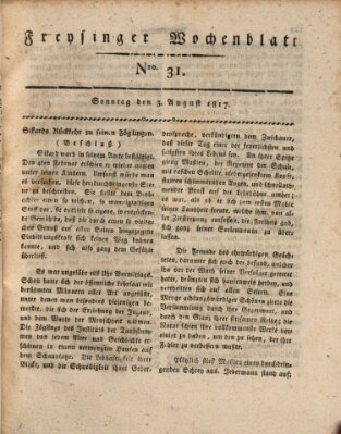 Freisinger Wochenblatt Sonntag 3. August 1817
