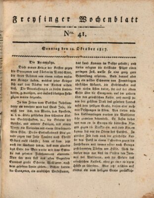 Freisinger Wochenblatt Sonntag 12. Oktober 1817