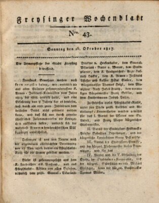 Freisinger Wochenblatt Sonntag 26. Oktober 1817