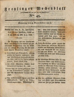 Freisinger Wochenblatt Samstag 8. November 1817