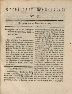 Freisinger Wochenblatt Sonntag 21. Dezember 1817