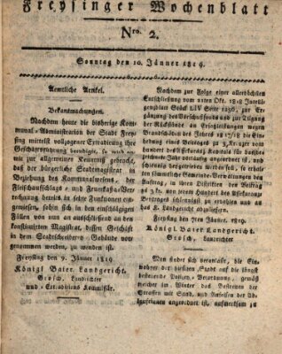 Freisinger Wochenblatt Sonntag 10. Januar 1819