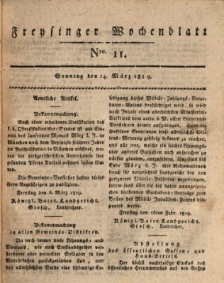 Freisinger Wochenblatt Sonntag 14. März 1819