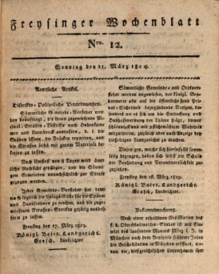 Freisinger Wochenblatt Sonntag 21. März 1819