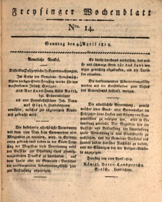 Freisinger Wochenblatt Sonntag 4. April 1819