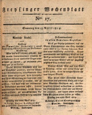 Freisinger Wochenblatt Sonntag 25. April 1819