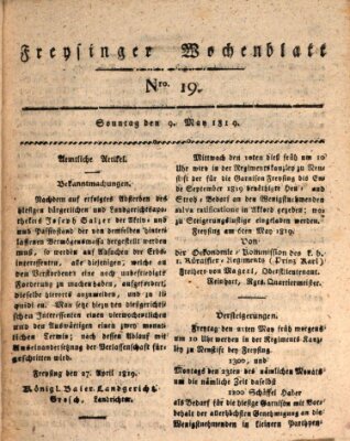 Freisinger Wochenblatt Sonntag 9. Mai 1819