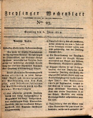 Freisinger Wochenblatt Sonntag 6. Juni 1819
