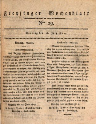 Freisinger Wochenblatt Sonntag 18. Juli 1819