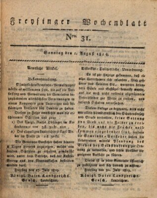 Freisinger Wochenblatt Sonntag 1. August 1819