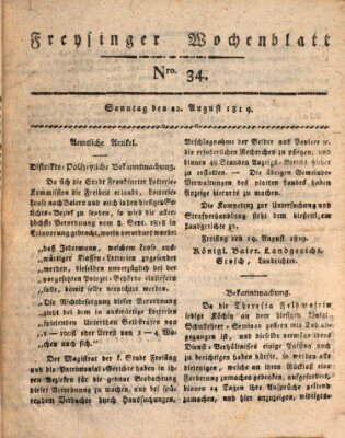 Freisinger Wochenblatt Sonntag 22. August 1819