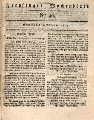 Freisinger Wochenblatt Sonntag 14. November 1819