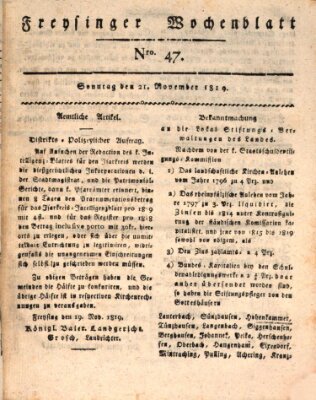 Freisinger Wochenblatt Sonntag 21. November 1819