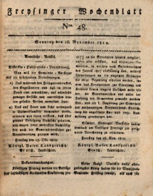 Freisinger Wochenblatt Sonntag 28. November 1819