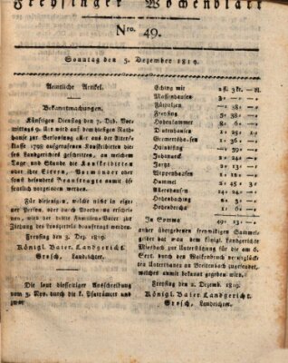 Freisinger Wochenblatt Sonntag 5. Dezember 1819