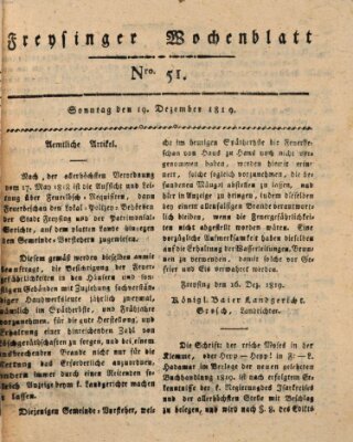 Freisinger Wochenblatt Sonntag 19. Dezember 1819