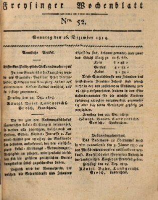 Freisinger Wochenblatt Sonntag 26. Dezember 1819