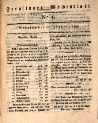 Freisinger Wochenblatt Sonntag 30. Januar 1820