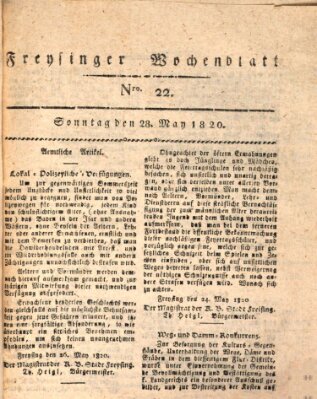 Freisinger Wochenblatt Sonntag 28. Mai 1820