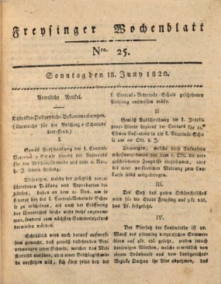 Freisinger Wochenblatt Sonntag 18. Juni 1820