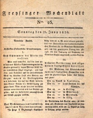 Freisinger Wochenblatt Sonntag 25. Juni 1820