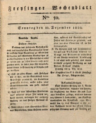 Freisinger Wochenblatt Sonntag 10. Dezember 1820