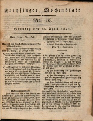 Freisinger Wochenblatt Sonntag 18. April 1824