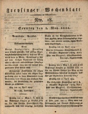 Freisinger Wochenblatt Sonntag 2. Mai 1824