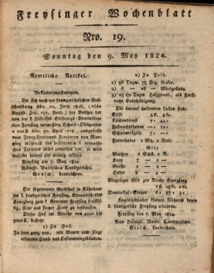 Freisinger Wochenblatt Sonntag 9. Mai 1824