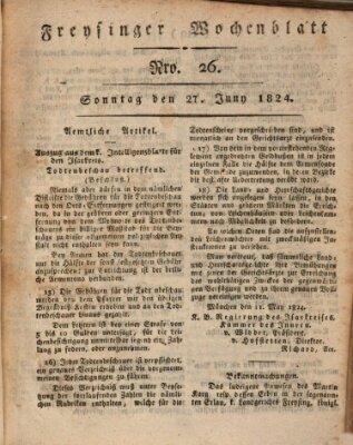 Freisinger Wochenblatt Sonntag 27. Juni 1824