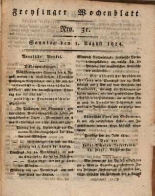 Freisinger Wochenblatt Sonntag 1. August 1824