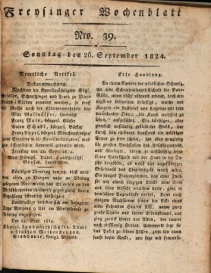 Freisinger Wochenblatt Montag 20. September 1824