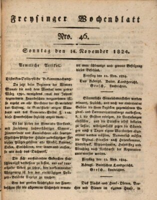 Freisinger Wochenblatt Sonntag 14. November 1824