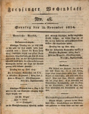 Freisinger Wochenblatt Sonntag 28. November 1824