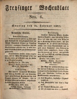 Freisinger Wochenblatt Sonntag 11. Februar 1827