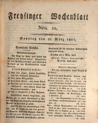 Freisinger Wochenblatt Sonntag 25. März 1827