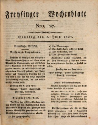 Freisinger Wochenblatt Sonntag 8. Juli 1827