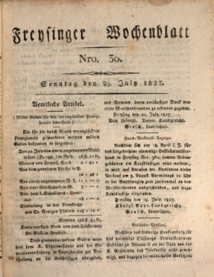 Freisinger Wochenblatt Sonntag 29. Juli 1827