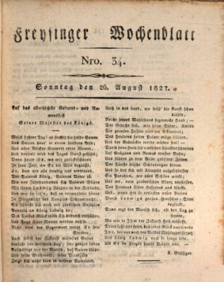 Freisinger Wochenblatt Sonntag 26. August 1827