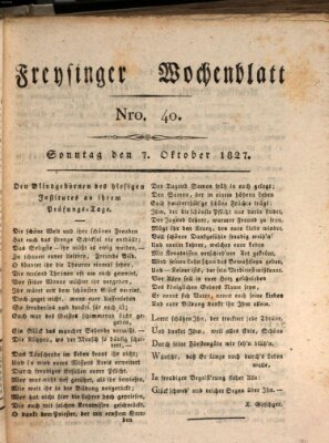 Freisinger Wochenblatt Sonntag 7. Oktober 1827