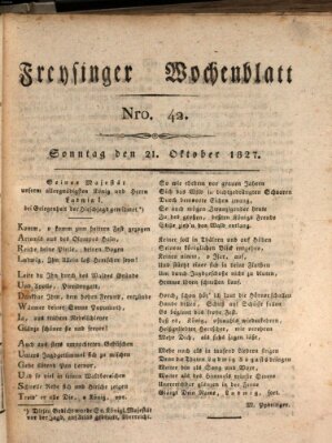 Freisinger Wochenblatt Sonntag 21. Oktober 1827