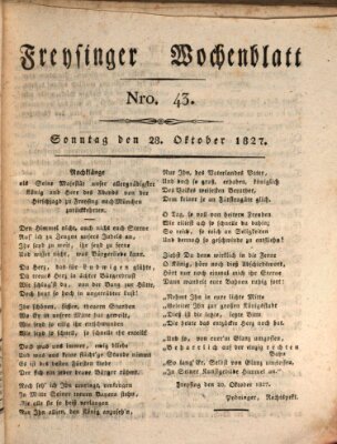 Freisinger Wochenblatt Sonntag 28. Oktober 1827