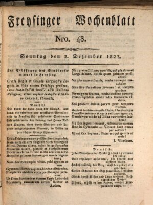 Freisinger Wochenblatt Sonntag 2. Dezember 1827