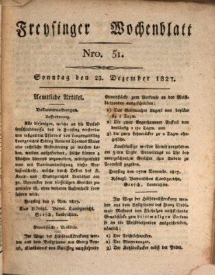 Freisinger Wochenblatt Dienstag 25. Dezember 1827