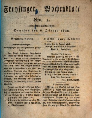 Freisinger Wochenblatt Sonntag 6. Januar 1828