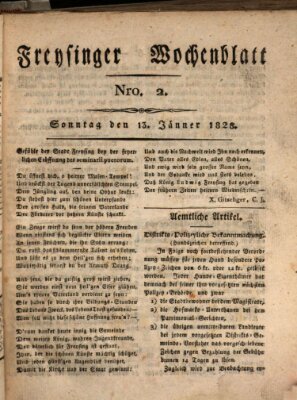 Freisinger Wochenblatt Sonntag 13. Januar 1828