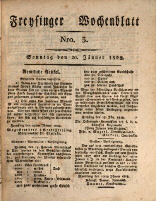 Freisinger Wochenblatt Sonntag 20. Januar 1828