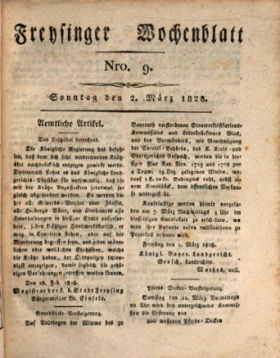 Freisinger Wochenblatt Sonntag 2. März 1828